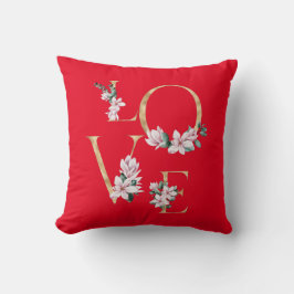 Liebe in Goldbrief mit magnolischen Blume Kissen