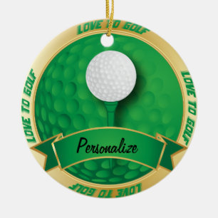 Liebe, in Grün   Golf zu spielen personifizieren Keramik Ornament