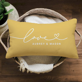 Liebe in Herzschrift Golden Yellow Custom Monogram Lendenkissen