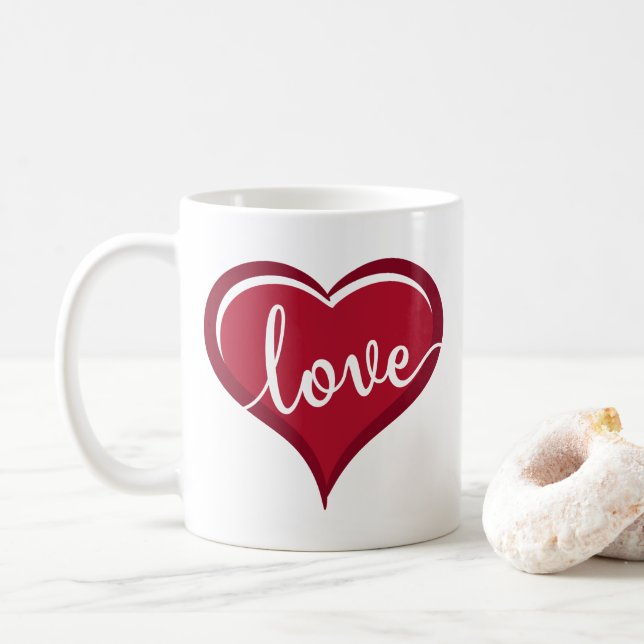 Liebe in Herzvalentinen Kaffeetasse (Mit Donut)