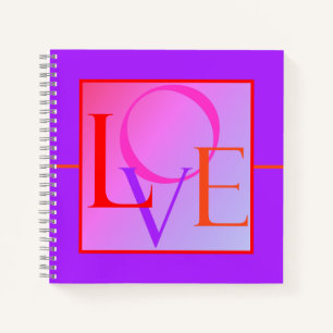 "LIEBE" in Hot Pink, Rot, Lila und Orange Journal Notizbuch