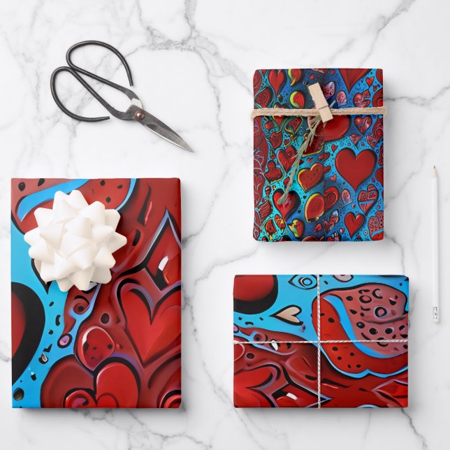 Liebe in jedem Herzschlag Geschenkpapier Set (Vorderseite)