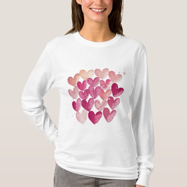 Liebe in jedem Stich | Valentinisches Rosenherz T-Shirt (Vorderseite)