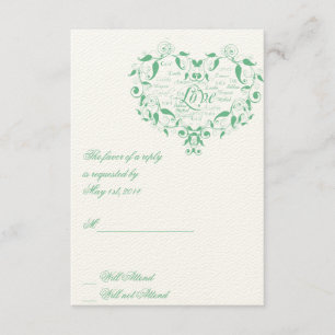 Liebe in jeder Sprache auf Mintgrüner Antwortkarte RSVP Karte