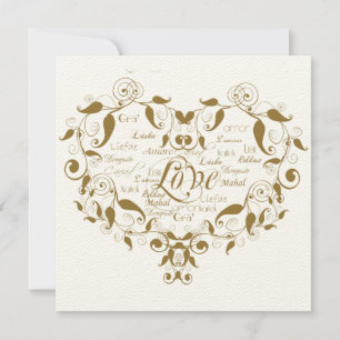 Liebe in jeder Sprache Goldene Hochzeitseinladung Einladung