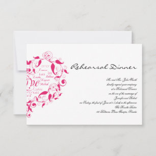 Liebe in jeder Sprache in Hot Pink Hochzeitsprobe Einladung