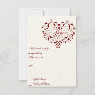 Liebe in jeder Sprache in Red Response-Karte RSVP Karte