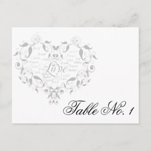 Liebe in jeder Sprache in Silber Tisch Nummer Postkarte