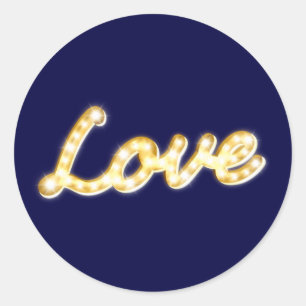 Liebe in Laufschrift-Sticker - navy Runder Aufkleber