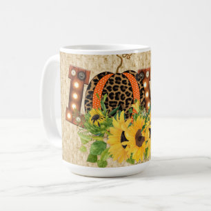 LIEBE IN LICHTEN MIT SONNENBLUMEN BROWN & GELB KAFFEETASSE