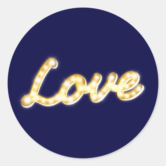 Liebe in Marquee Lights Aufkleber - Marine (Vorderseite)