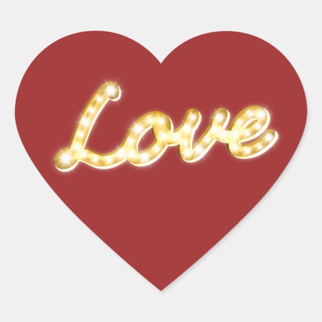 Liebe in Marquee Lights Aufkleber - rot (Vorderseite)