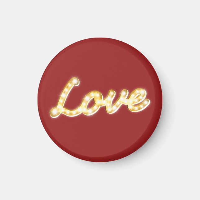 Liebe in Marquee Lights Red Magnet (Vorne)