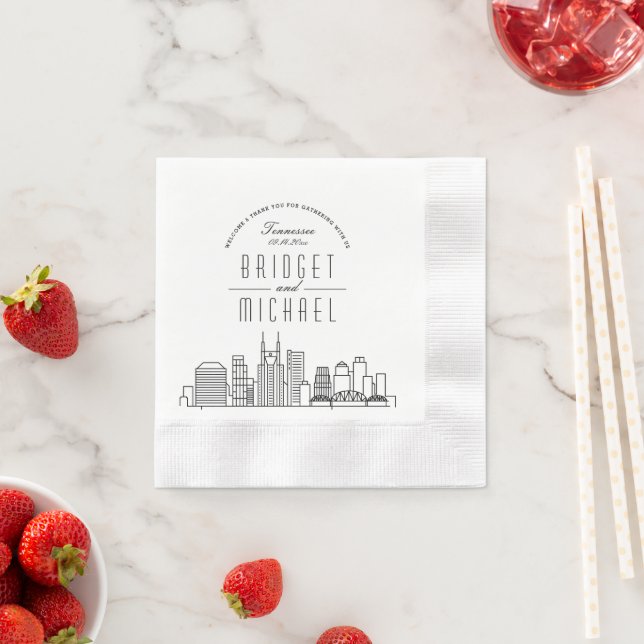 Liebe in Nashville | Modern Deko City Skyline Serviette (Beispiel)