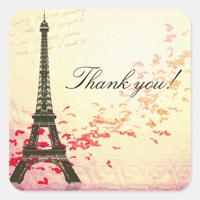 Liebe in Paris Vielen Dank für Ihren Aufkleber (Vorderseite)
