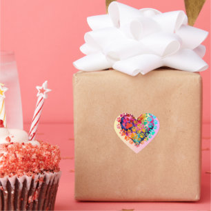 Liebe in Pixel: Happy Saint Valentine's Day Herz-Aufkleber