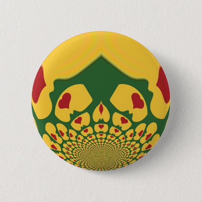 Liebe in Rasta Colors: Reggae Hearts Button (Vorderseite)