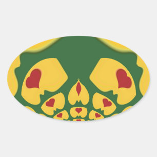 Liebe in Rasta Colors: Reggae Hearts Ovaler Aufkleber