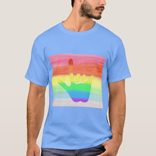 Liebe in Regenbogenfarben auf verblassenen Regenbo T-Shirt (Vorderseite)