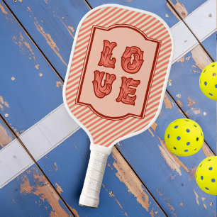 Liebe in Rosa mit Vintage-Rahmung und Zuckerwatte- Pickleball Schläger