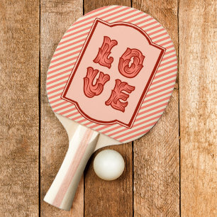 Liebe in Rosa mit Vintagem Rahmen und Candy Stripi Tischtennis Schläger