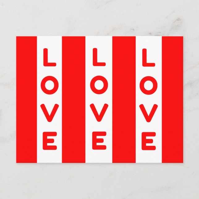 Liebe in Rot und Weiß Feiertagspostkarte (Vorderseite)