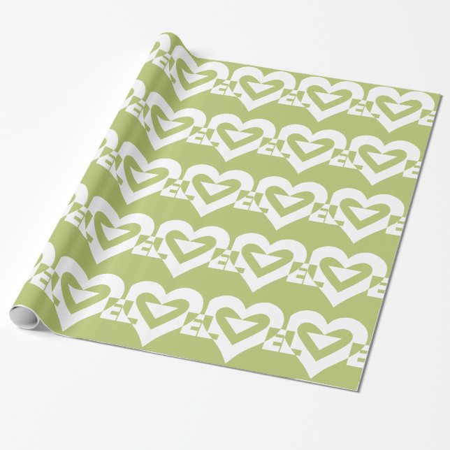 Liebe in Sage Green Geschenkpapier (Ungerollt)