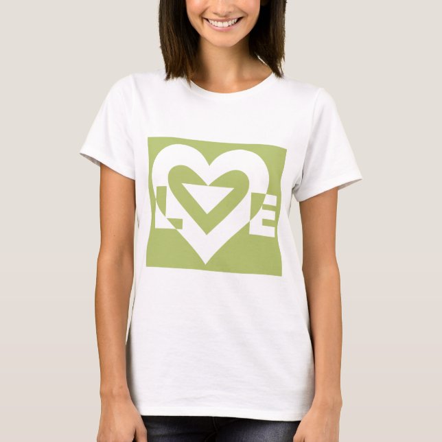 Liebe in Sage Green T-Shirt (Vorderseite)
