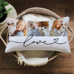 Liebe in Schwarz-Herz-Script Custom 3 Foto Collage Lendenkissen<br><div class="desc">Modernes und stilvolles Design im Stil eines Lumbalwirbelkissens mit einer Foto-Collage von drei (3) beliebten Fotos mit einem schlichten und minimalen schwarzen "Liebe" Typografie-Design,  das blüh- und Herzdetails enthält. Die Farben Schwarz und Weiß können geändert werden.</div>