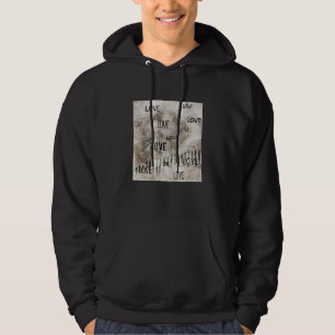 Liebe in verschiedenen Schriftart auf verblassenen Hoodie