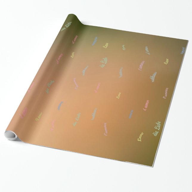 Liebe in verschiedenen Sprachen braun Geschenkpapier (Ungerollt)