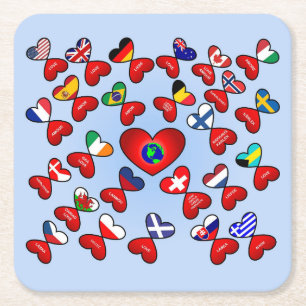 Liebe in verschiedenen Sprachen weltweit Rechteckiger Pappuntersetzer