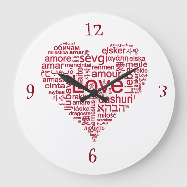 ***LIEBE IN VIELEN SPRACHEN*** FUN CLOCK GROßE WANDUHR (Vorderseite)