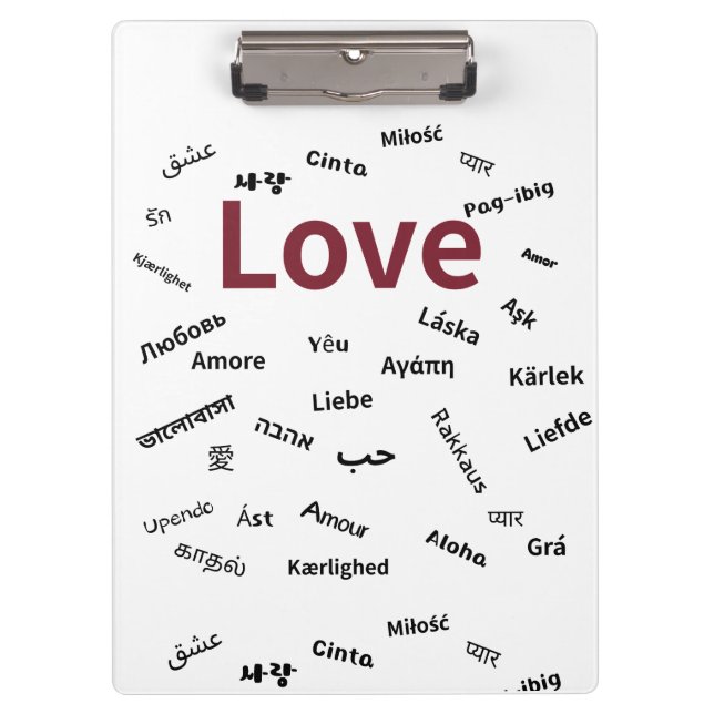 Liebe in vielen Sprachen Klemmbrett (Vorderseite)