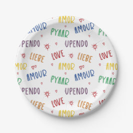 Liebe in vielen Sprachen Rainbow 7" Papiertafel Pappteller