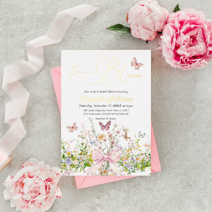 Liebe in Wildblume Rosa Brautparty Folieneinladung