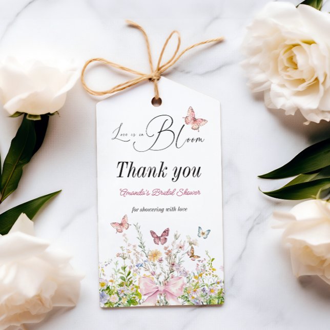 Liebe in Wildblume Rosa Brautparty Geschenkanhänger (Von Creator hochgeladen)