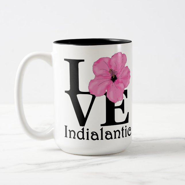 LIEBE Indialantischer Rosa Hibiskus 15oz Zweifarbige Tasse (Links)