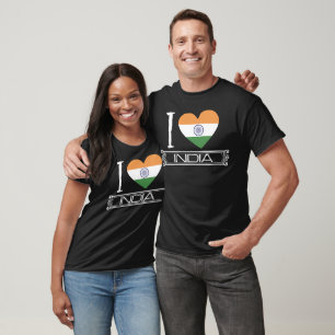 Liebe Indien Flagge Land T-Shirt