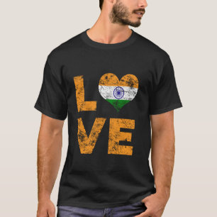 Liebe Indien Vintag Herzindische Flagge T-Shirt