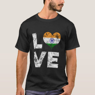 Liebe Indien Vintage Herz Indische Flagge T-Shirt