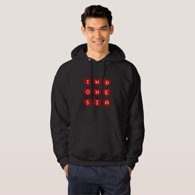 Liebe Indonesien T - Shirt, Indonesische Männer To Hoodie (Vorne ganz)