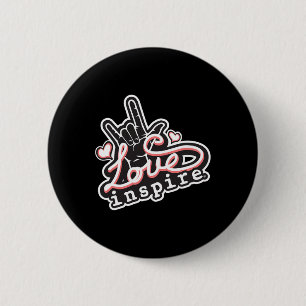 Liebe inspiriert ASL ILY Hand Sign Language Deaf A Button