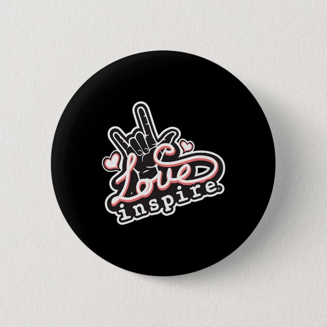 Liebe inspiriert ASL ILY Hand Sign Language Deaf A Button (Vorderseite)
