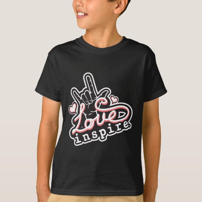Liebe inspiriert ASL ILY Hand Sign Language Deaf A T-Shirt (Vorderseite)