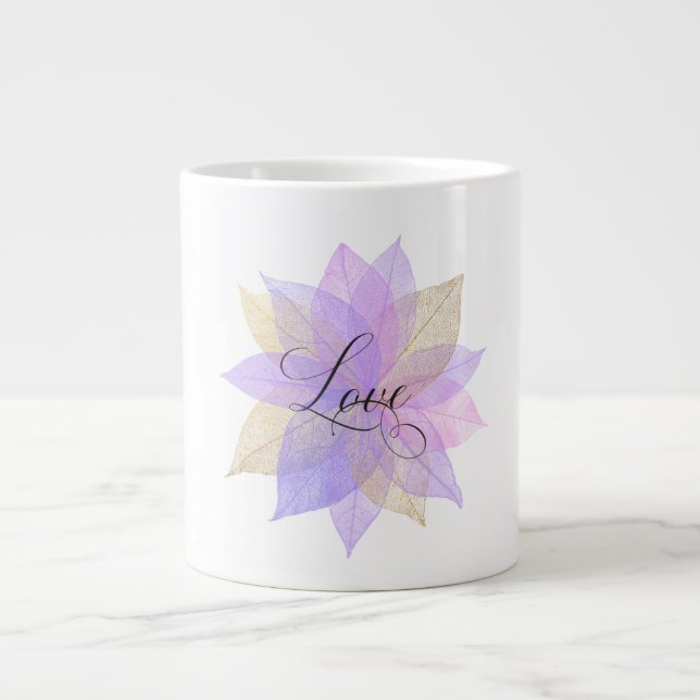 *~* LIEBE INTENSIVE EMOTO Pastel Blätter Magisch Jumbo-Tasse (Vorderseite)