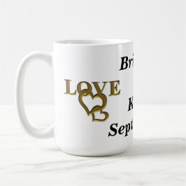 Liebe Interlocking Herz, Namen und Date Ringer-Tas Tasse