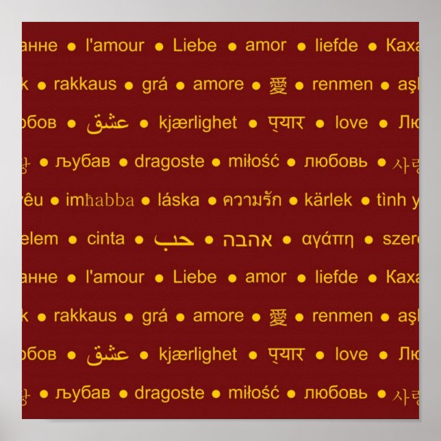 Liebe internationale Wörter Poster (Vorne)