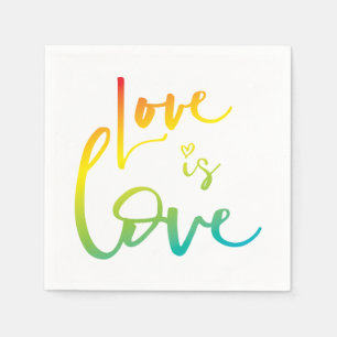 LIEBE IS LIEBE LBGT Regenbogen handschrift Typogra Serviette