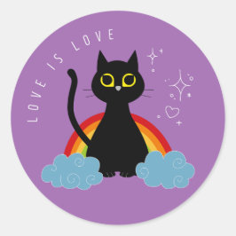 LIEBE IS LIEBE - Rainbow Black Cat Sticker